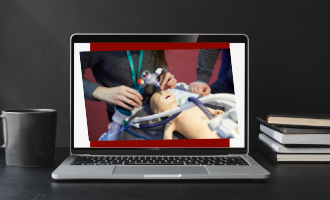 Beispielbild eines Workshops zur Reanimation von Neugeborenen auf einem Bildschirm