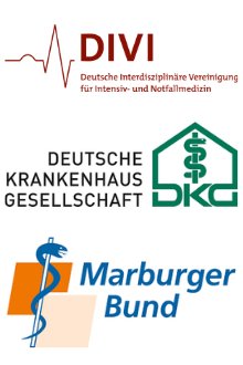 Logos DIVI, Deutsche Krankenhausgesellschaft, Marburger Bund